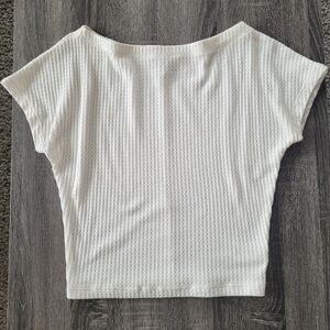 Express One Eleven White Waffle Knit Top